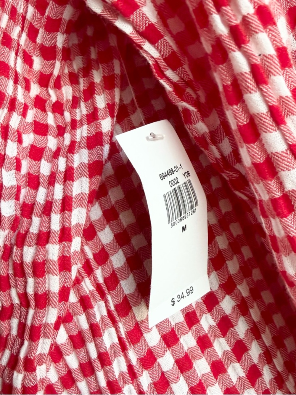 Old Navy Gingham Smocked Shoulder Poet Blouse - Picture 4 of 10